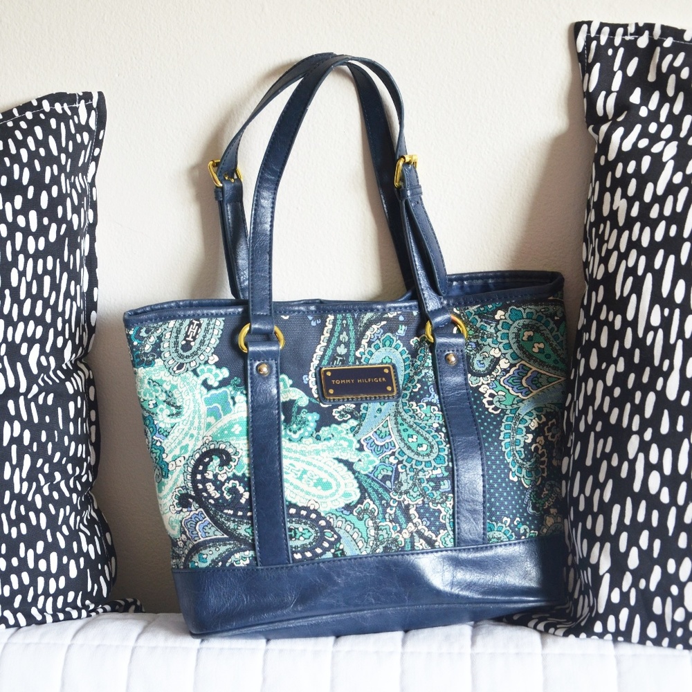 Tommy Hilfiger Blue Paisley Canvas Shopper